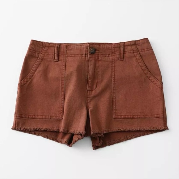 Buckle BKE Pants - Women’s Rust Frayed Hem Utility Shorts